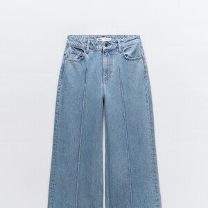 Zara Pale Blue High-Rise Wide Leg Jeans